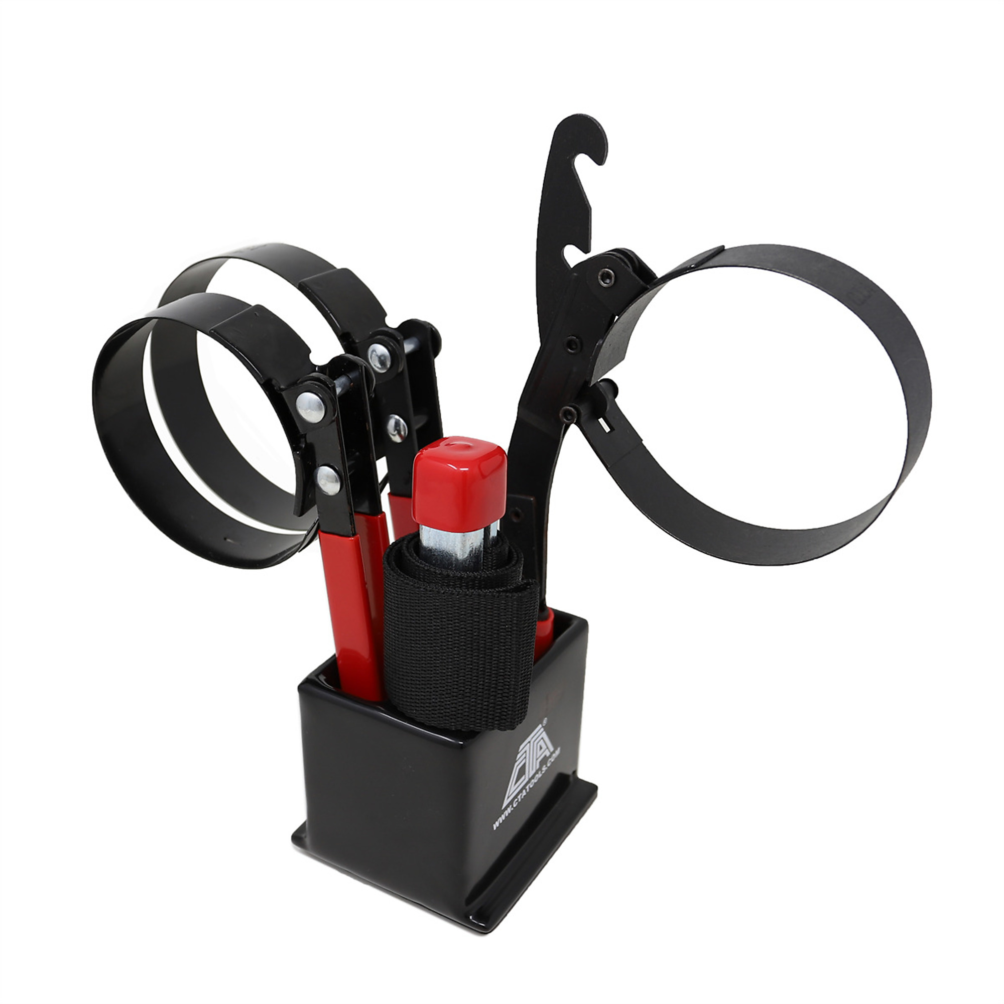 CTA Manufacturing 4-Piece DIY Oil Filter Wrench Set — Band and Strap Types, Magnetic Stand, Model# CTA4324